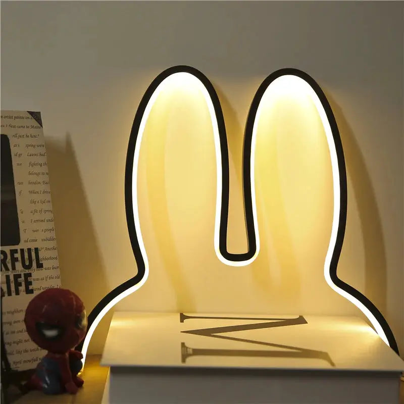 Rabbit-shaped LED night light for kids, USB desk lamp with warm glow, 5W, modern home decor