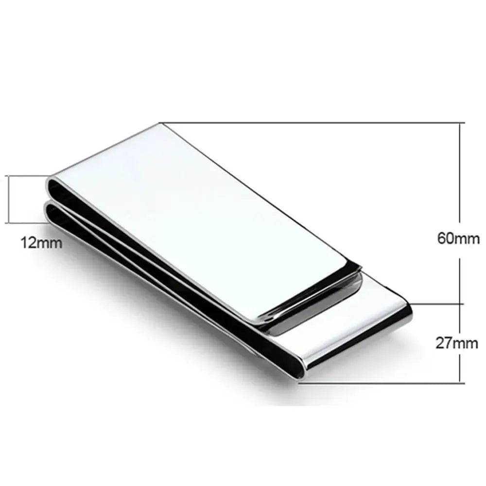 Glossy stainless steel slim pocket money clip wallet by Simples Market for cash and cards