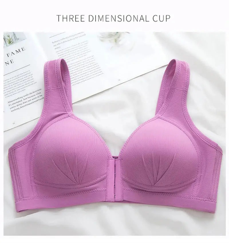 Simples Market lavender pink push-up front-closure bra with wide straps for full support