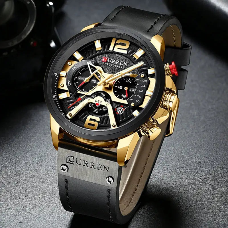 Curren Casual Sport Watch For Men Luxury Military Chronograph With Complete Calendar
