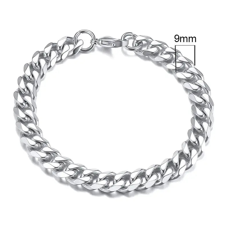 Vnox Stainless Steel Cuban Link Bracelet Unisex Curb Chain for Men and Women with Lobster Clasp