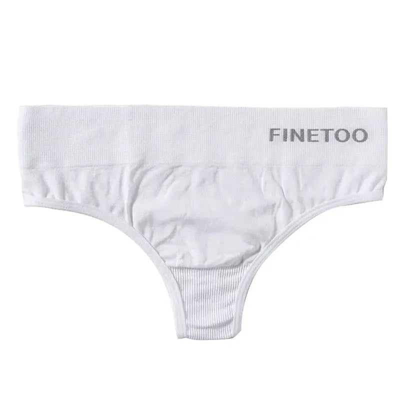 FINETOO white thong underwear with wide elastic waistband and FINETOO logo