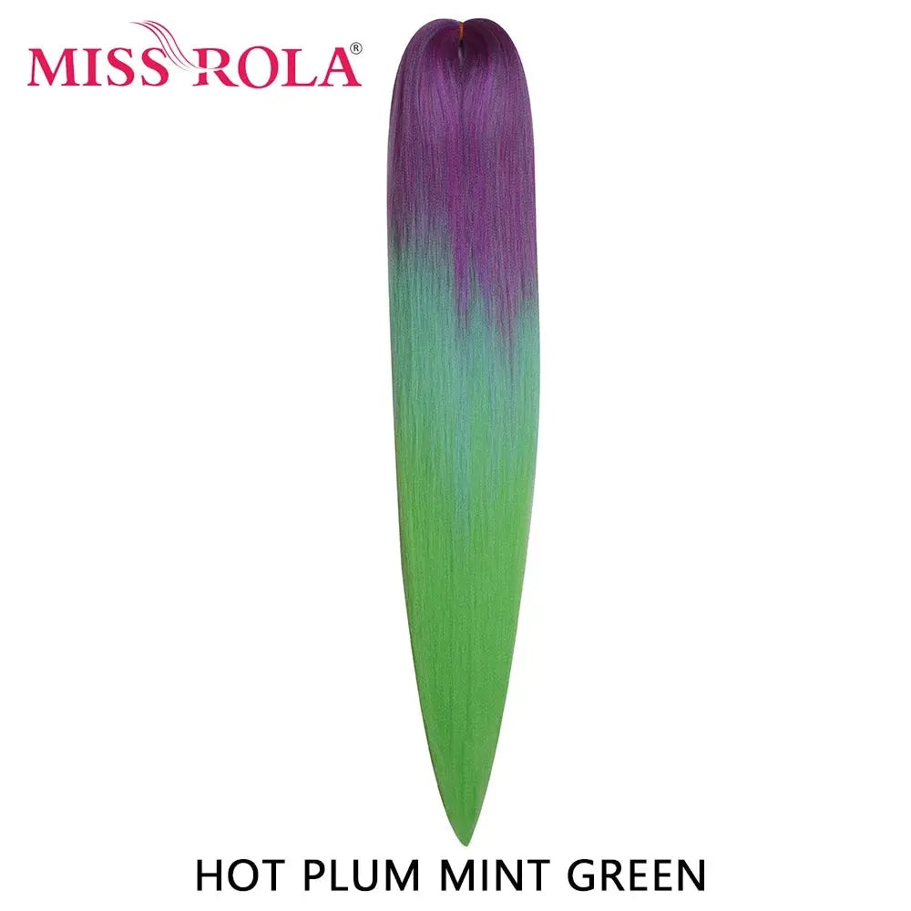 Miss Rola synthetic hair braid, 30in Kanekalon, gradient hot plum to mint green, pre-stretched jumbo braid