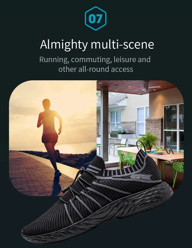 ONEMIX Waterproof Black Running Shoes for Men by Simples Market, breathable anti-slip outdoor sneakers.
