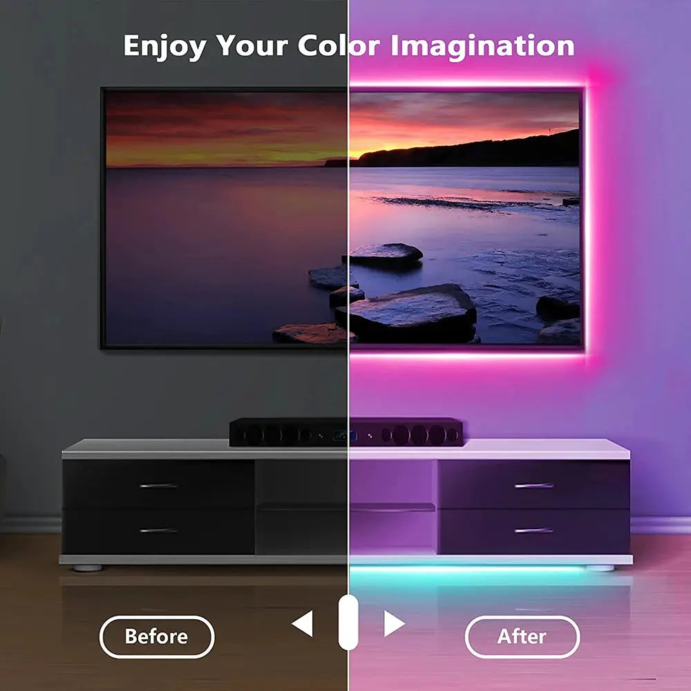 Tape USB Powered Bluetooth RGB LED Strip Light 5050 SMD Flexible Self Adhesive for TV Desktop Accent Lighting