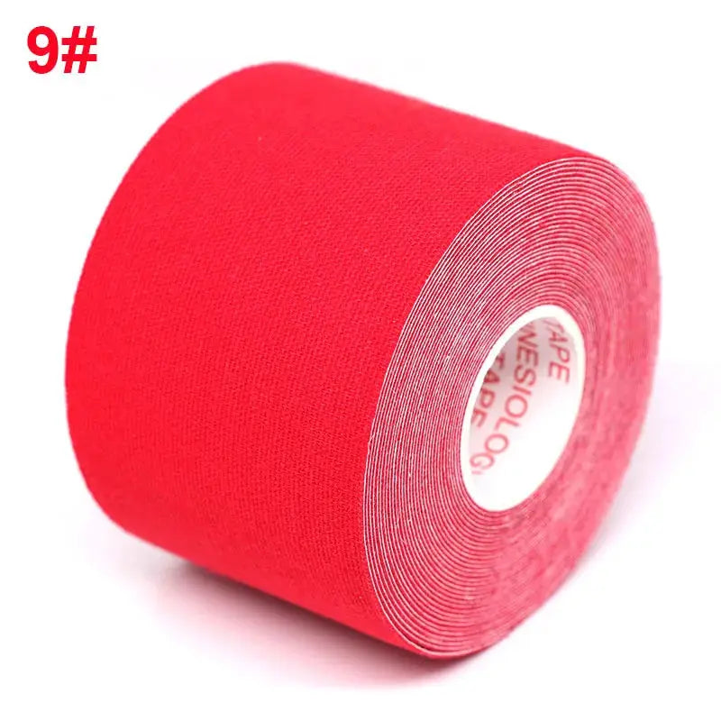 Red kinesiology tape roll, 5m length for athletic recovery