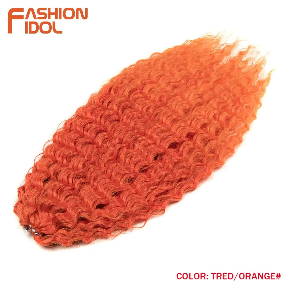 Ariel Curl water-wave crochet hair extension in red-orange ombre, 22in, Simples Market