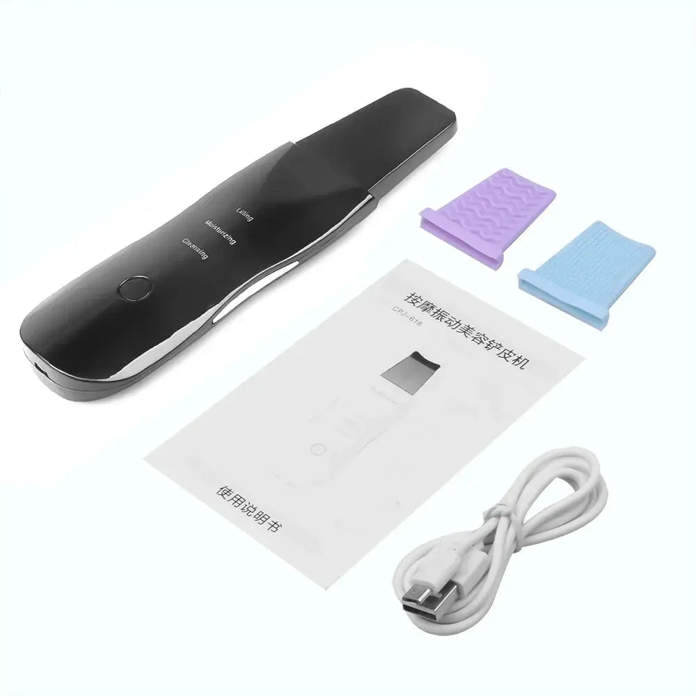 Ultrasonic Vibration Face Spatula Skin Scrubber Blackhead Remover Pore Cleaner Deep Clean Facial Tool