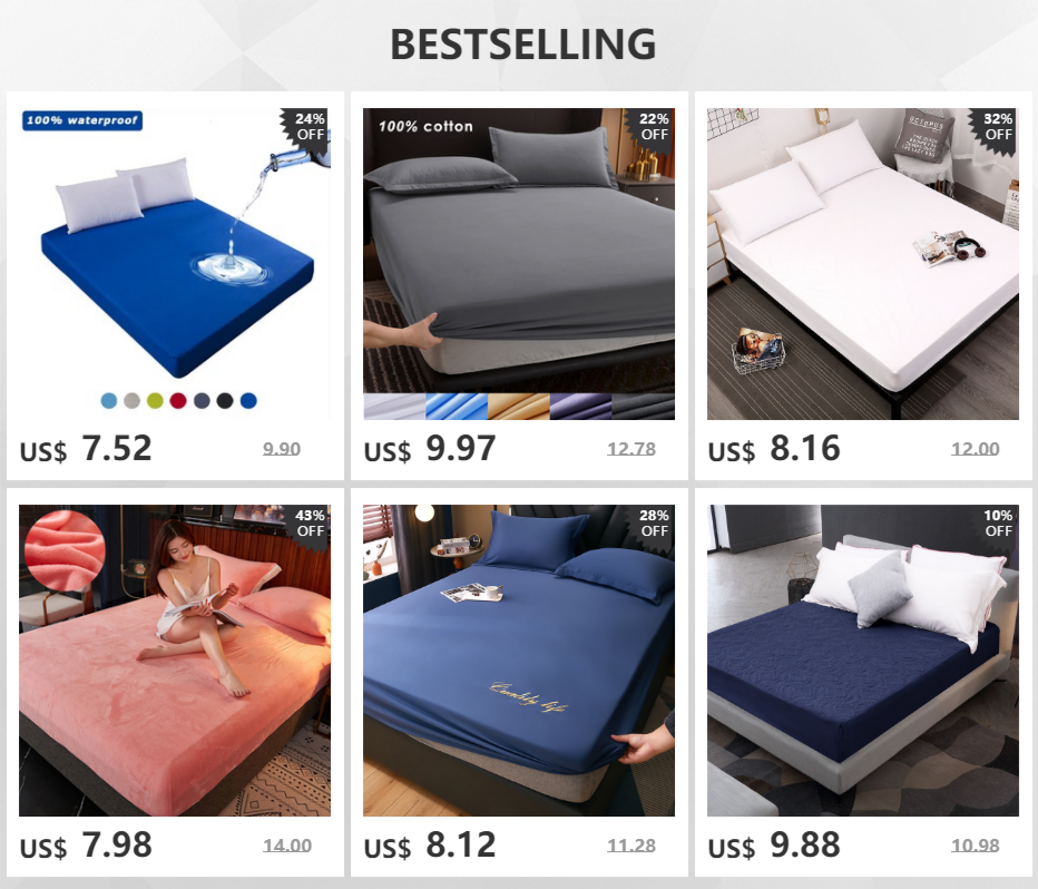6-sides fully enclosed waterproof mattress cover with zipper in six assorted colors