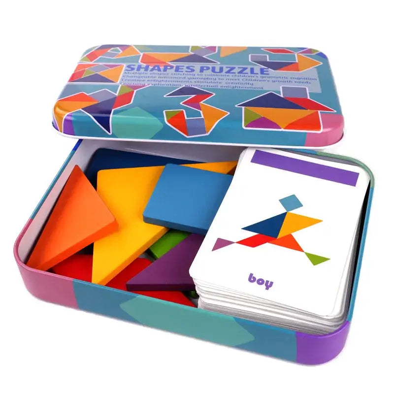 3D Wooden Pattern Animal Jigsaw Puzzle Colorful Tangram Toy for Kids Montessori Early Education Sorting Games Gift