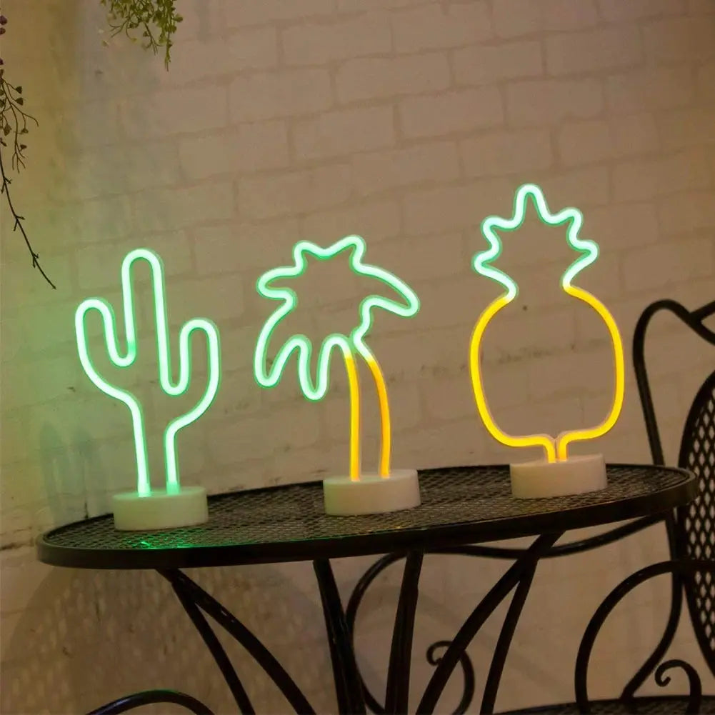 USB LED Neon Sign Night Light Unicorn Flamingo Moon Rainbow Decor