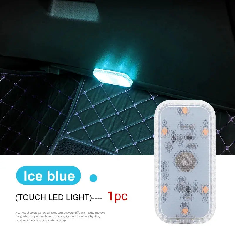 Mini Wireless LED Car Interior Light With Touch Control USB Rechargeable For Door Panels Footwells Trunk Ceiling Roof