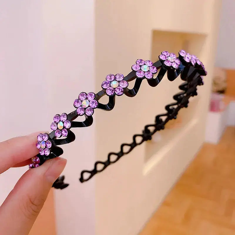 Non Slip Rhinestone Hairbands Elastic Flower Design With Pearl Accents For Women And Girls Headbands