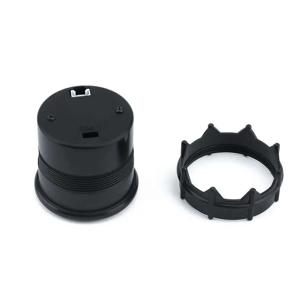 Dynoracing 52mm gauge mounting kit, black pod base with circular ring adapter for a 2-inch LED dual-display gauge.