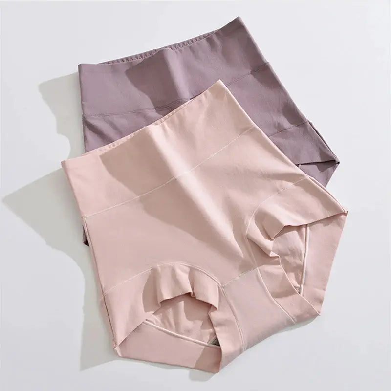 60s cotton high-rise panties in pastel pink and mauve; set of two.