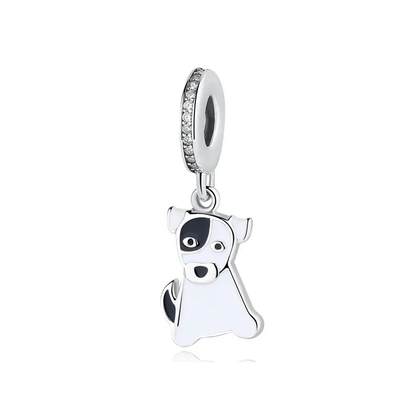 925 Sterling Silver Paw Print Charm Beads for Dogs and Cats Jewelry Pendant Fit for Bracelets Necklaces DIY Projects