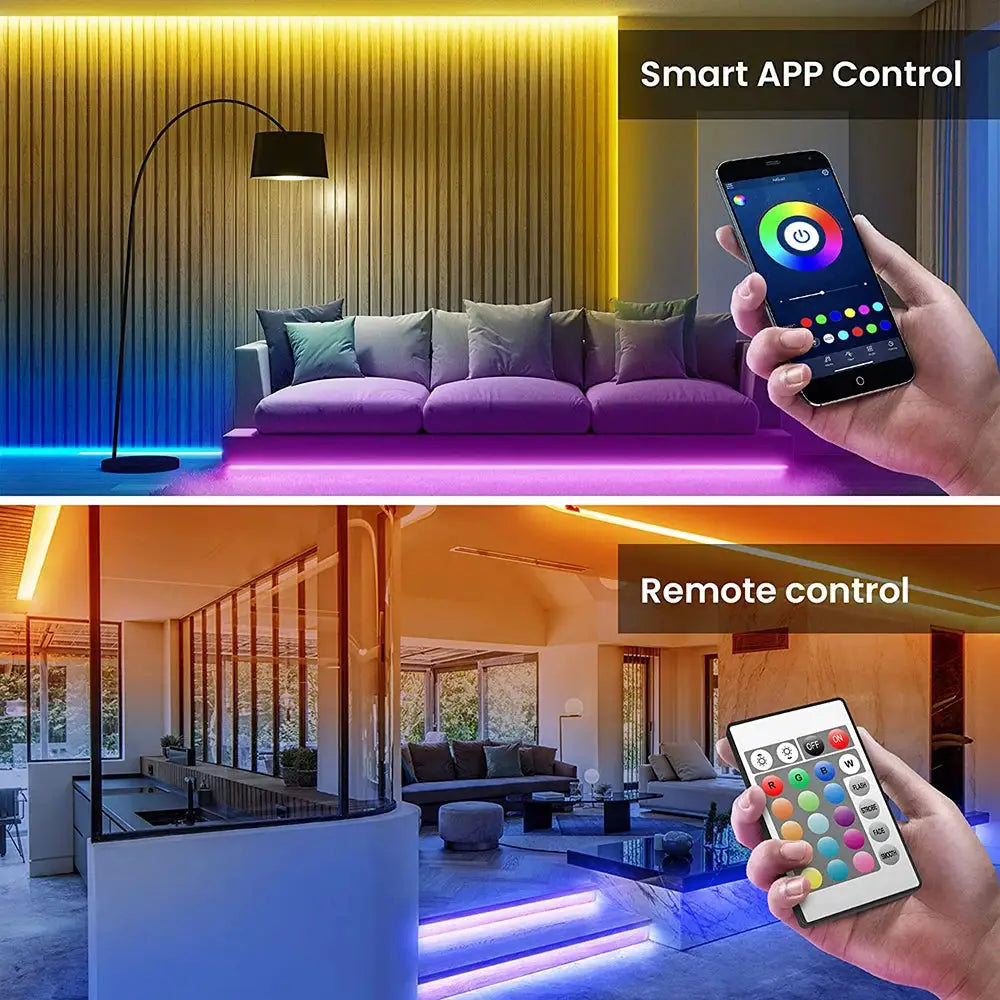 Tape USB Powered Bluetooth RGB LED Strip Light 5050 SMD Flexible Self Adhesive for TV Desktop Accent Lighting