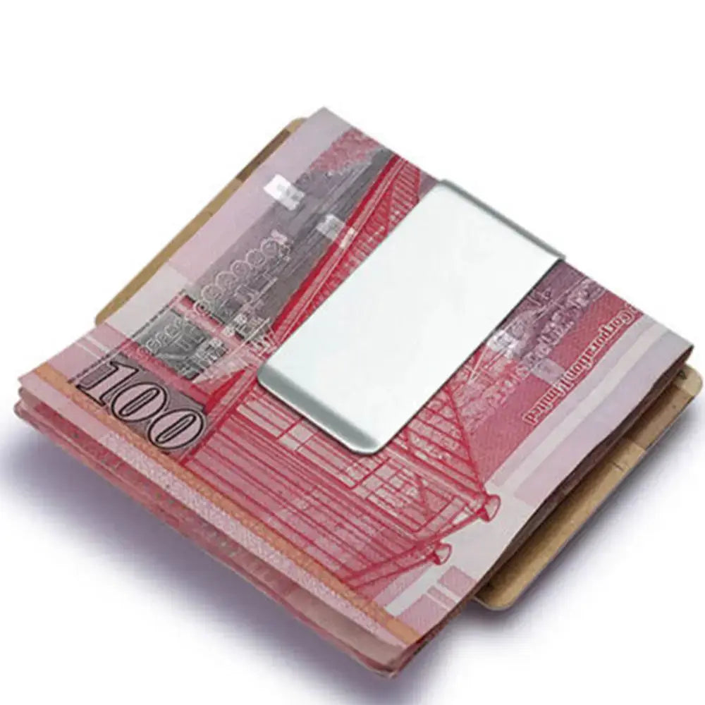 Simples Market slim stainless steel money-clip wallet holding cash