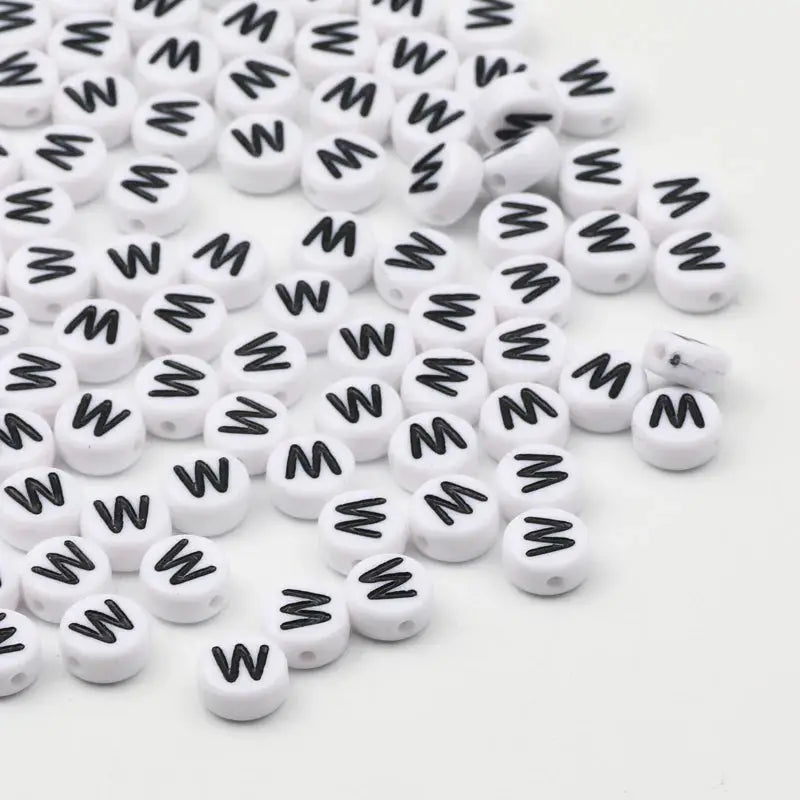 White Round Alphabet Letter Beads 7x4mm A To Z Acrylic Spacer Beads For Jewelry Making DIY Bracelets