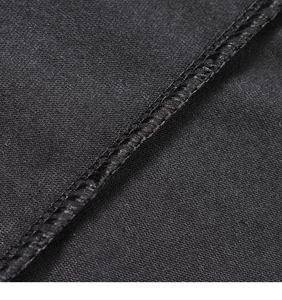 Simples Market cotton irregular women blouse, black fabric close-up showing seam, long-sleeve pullover