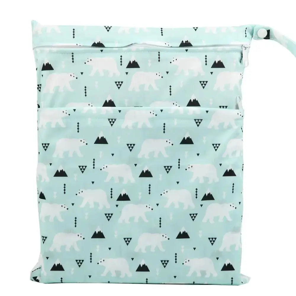 Sigzagor Wet Dry Bag With Two Zippers Waterproof Reusable 36cm By 29cm For Baby Diapers Nappies Soiled Clothes Swimwear
