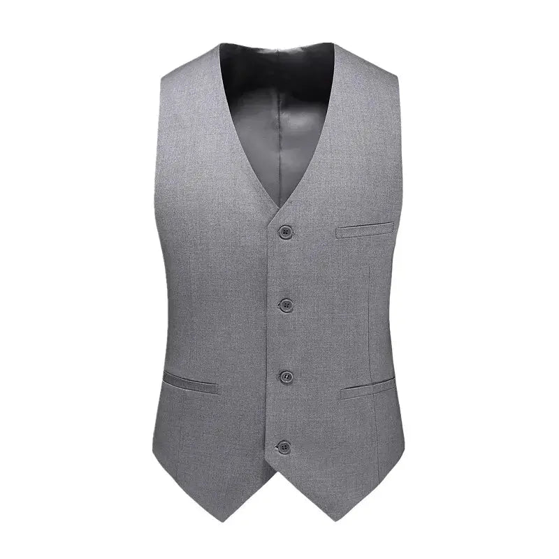 Simples Market gray slim-fit vest waistcoat for men, V-neck, 6XL, formal wedding tuxedo style.