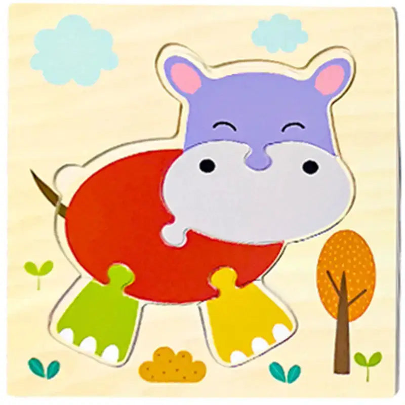 Wooden Baby 3D Puzzles Tangram Shapes Educational Cartoon Animals Jigsaw Toys Gift For Children To Boost Learning And Motor Skills