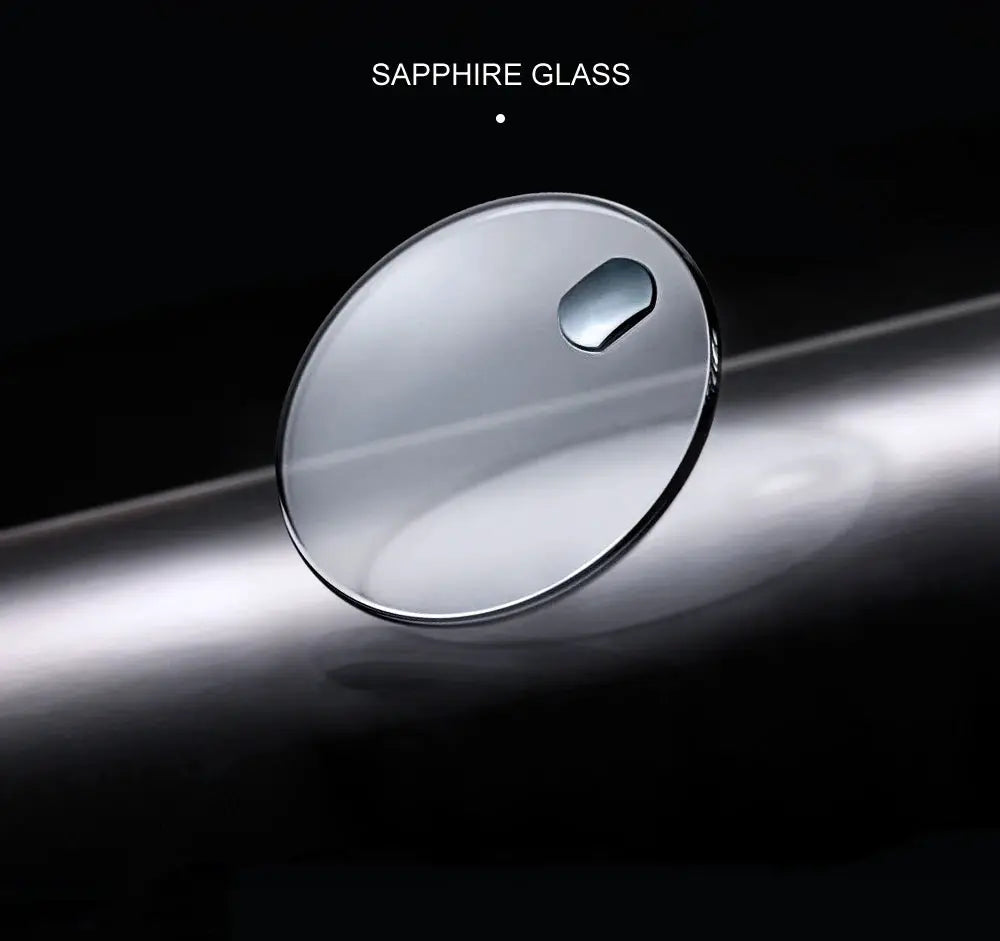 Sapphire glass watch crystal for men's mechanical watches; clear round lens.