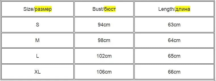 Size chart for women's summer blouse showing bust and length in cm across sizes S to XL; measurements aid selection.