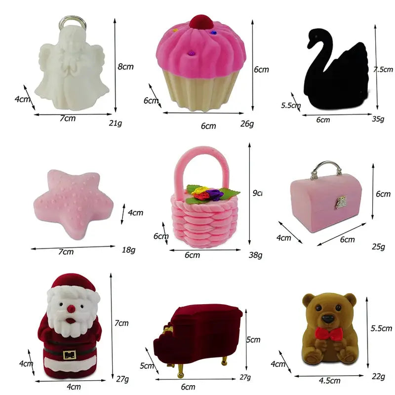 Creative Velvet Jewelry Box Mini Ring Box for Earrings and Rings Storage Display Gift Case