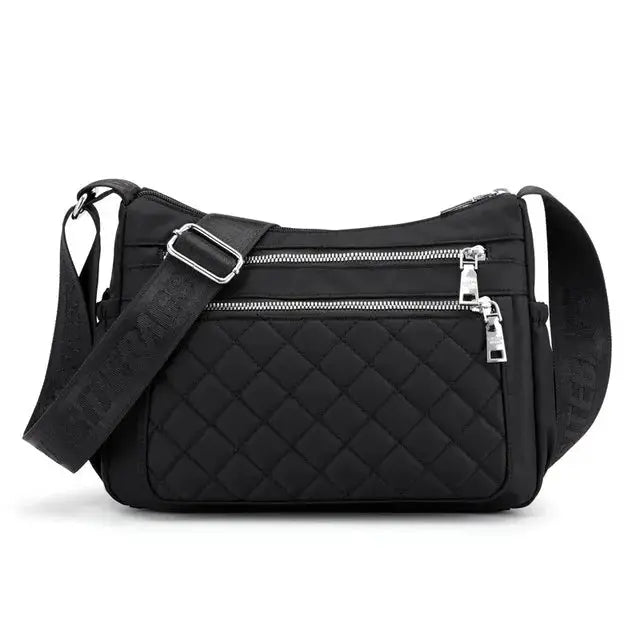 Yogodlns Women Nylon Shoulder Bag Waterproof With Multi Pocket Zipper Design For Travel And Everyday Use