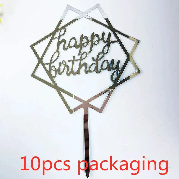10 Pcs Rose Gold Silver Black Acrylic Cake Toppers Set For Birthday Parties Baby Showers And Dessert Decoration