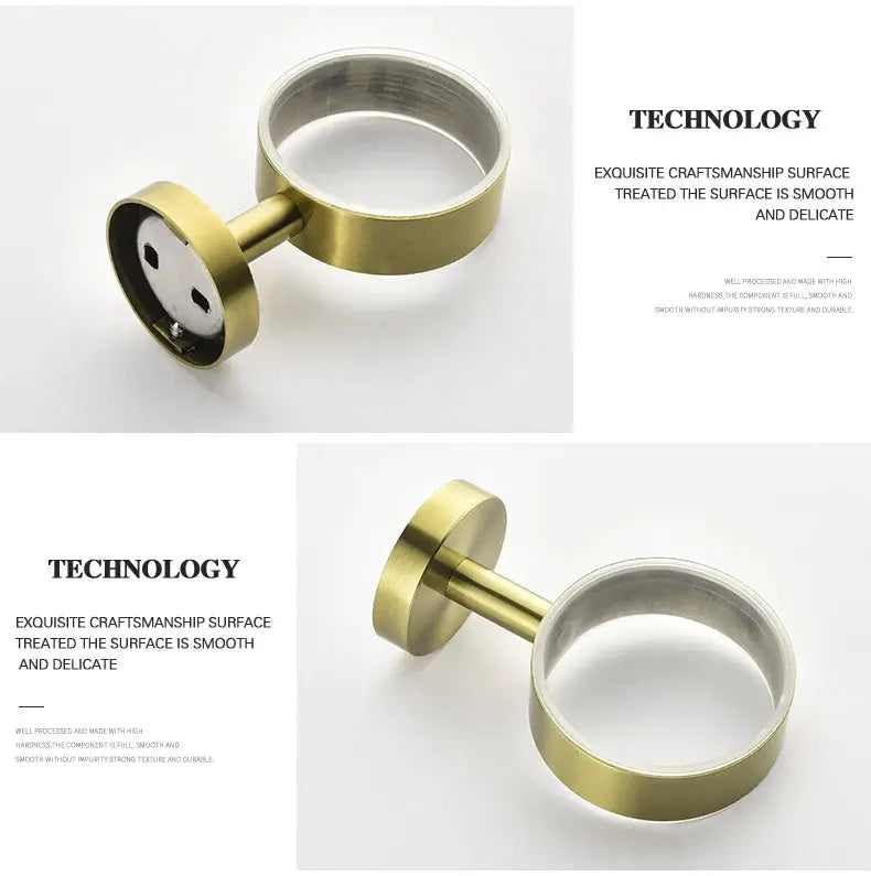 Simples Market brushed gold wall-mounted bathroom accessory with circular ring holder