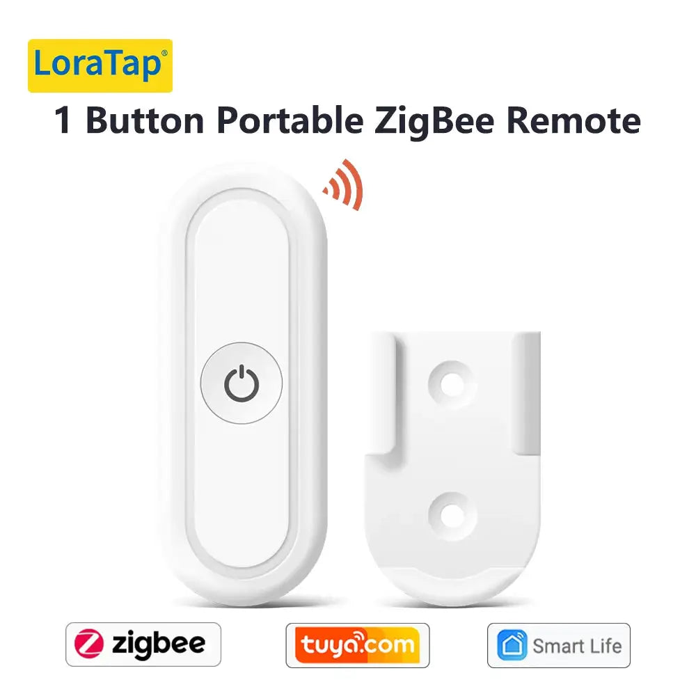 LoraTap 1-button ZigBee remote with wall mount, white, Tuya Smart Life compatible