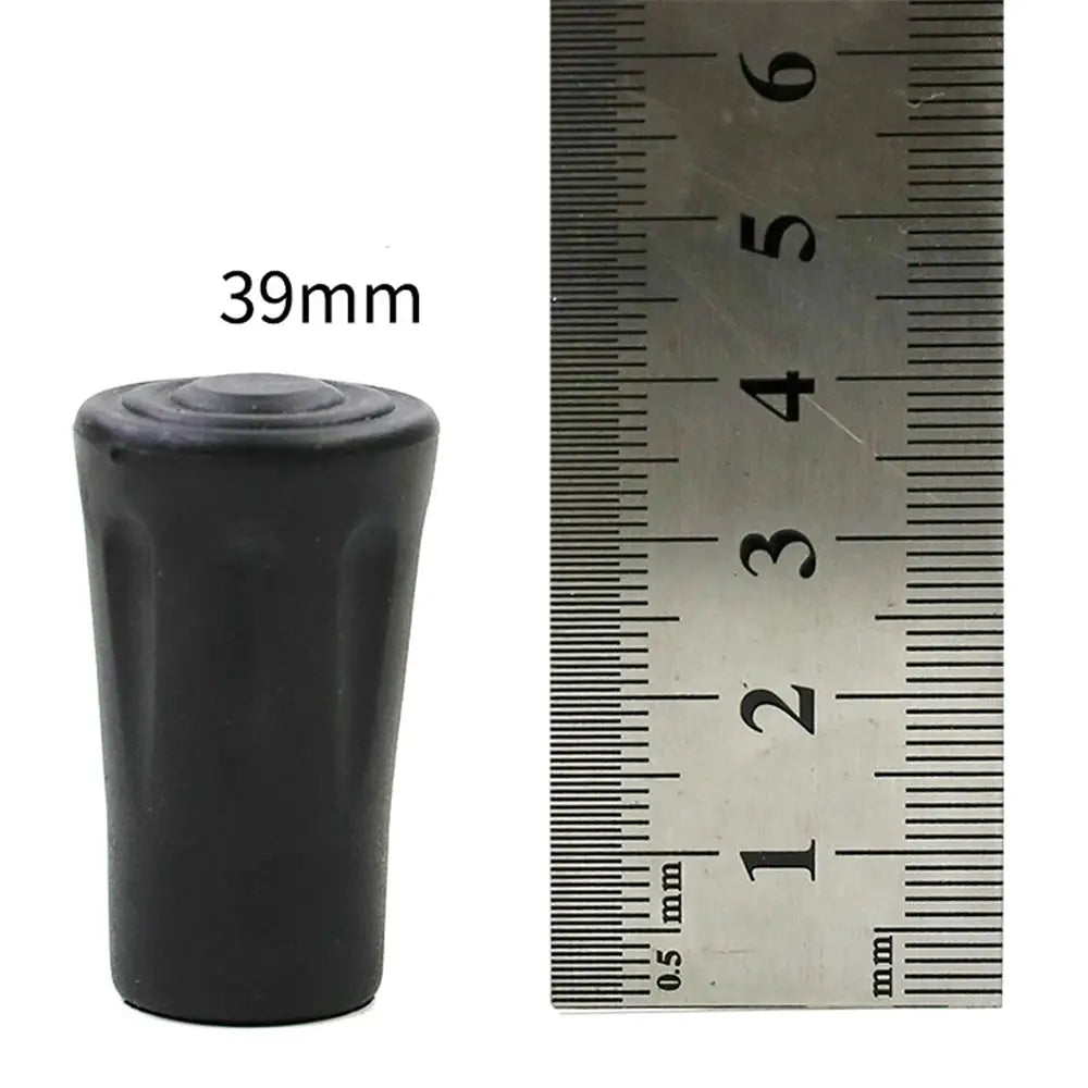 5-pack trekking pole tip caps, black rubber, 39mm replacement Alpenstock caps