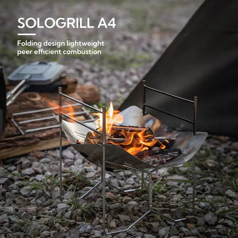 Simples Market SOLO-A4 stainless steel portable folding BBQ grill for camping