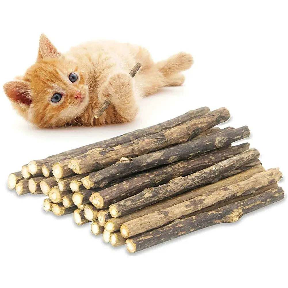 Matatabi cat chew sticks, 15pcs, natural silvervine catnip teeth-cleaning toy set
