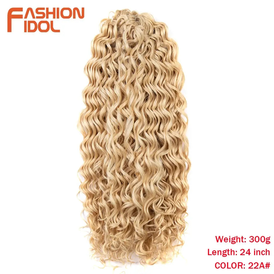 Jessica Hair Deep Wavy Twist Crochet Hair by Fashion Idol, blonde 22A, 24 inch, synthetic fiber