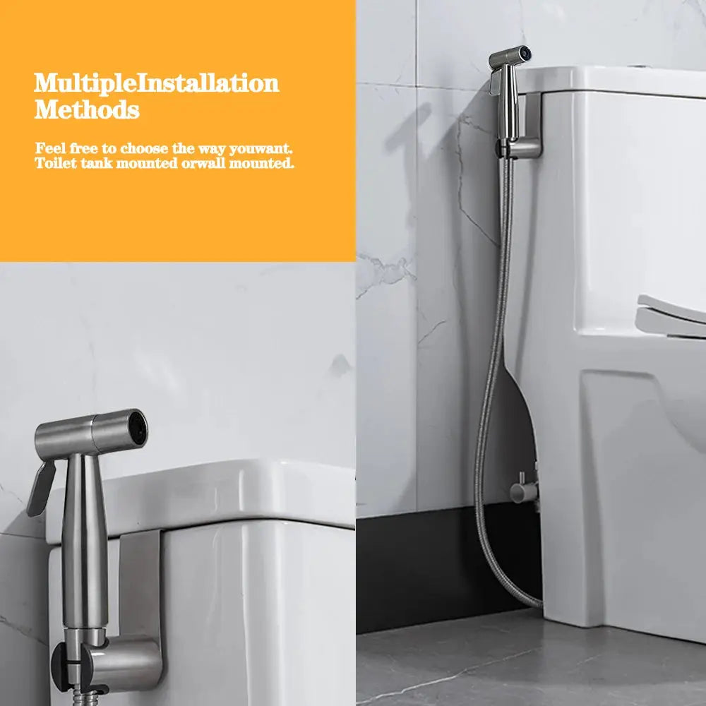 Toilet bidet handheld sprayer by Simples Market stainless steel with hose and wall mount