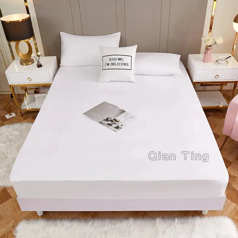 Fitted sheet Simples Market white polyester with elastic edging