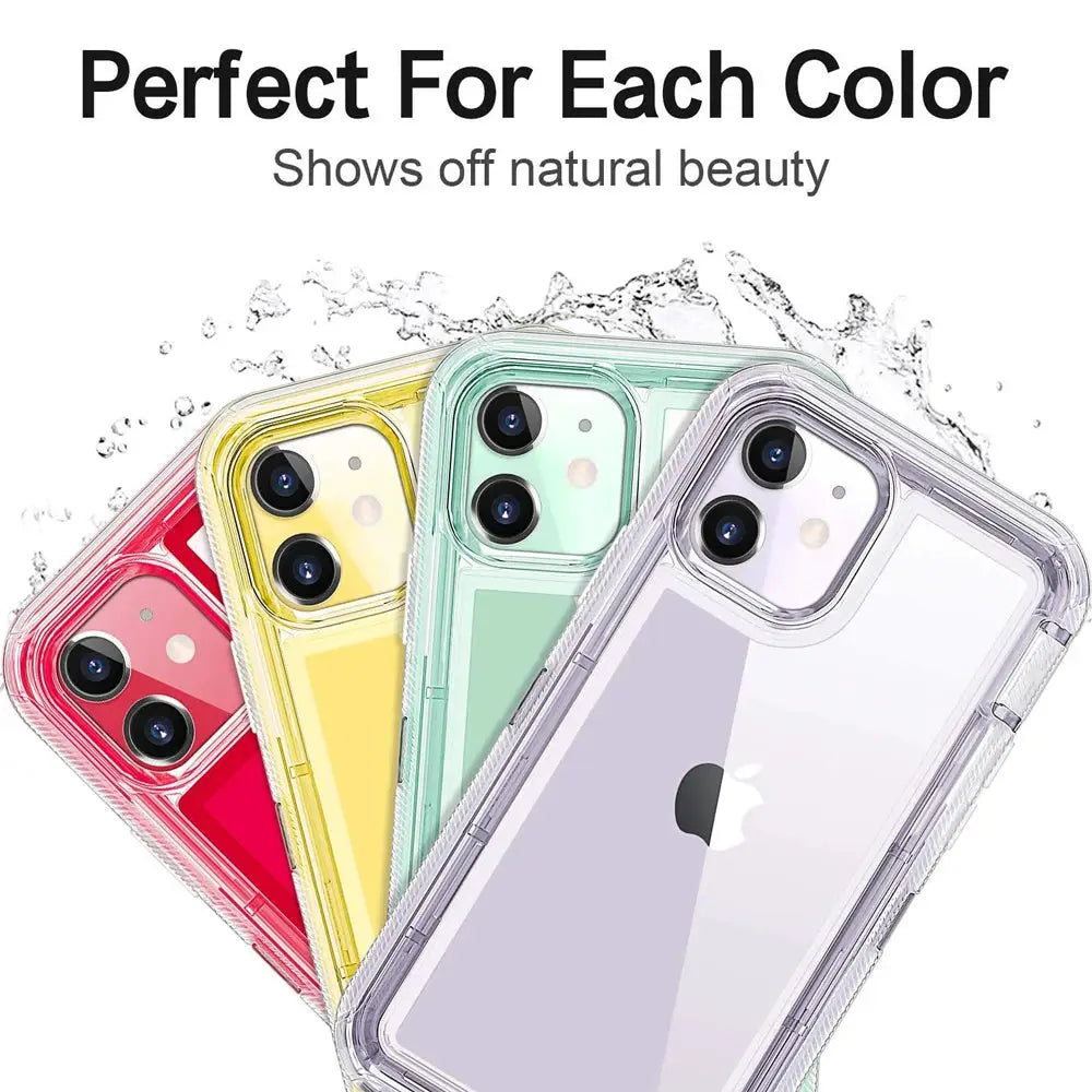 Simples Market 3-in-1 transparent shockproof armor iPhone case set in multiple colors