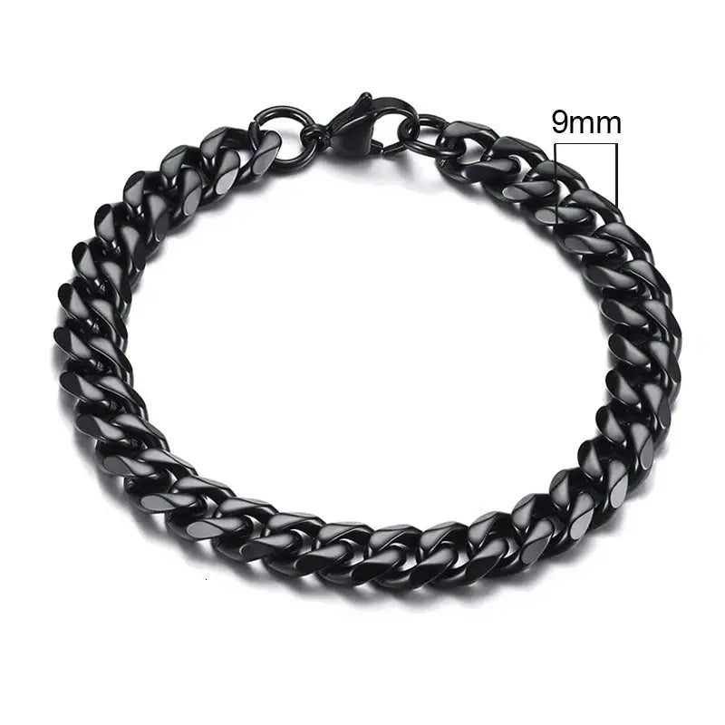 Vnox Stainless Steel Cuban Link Bracelet Unisex Curb Chain for Men and Women with Lobster Clasp