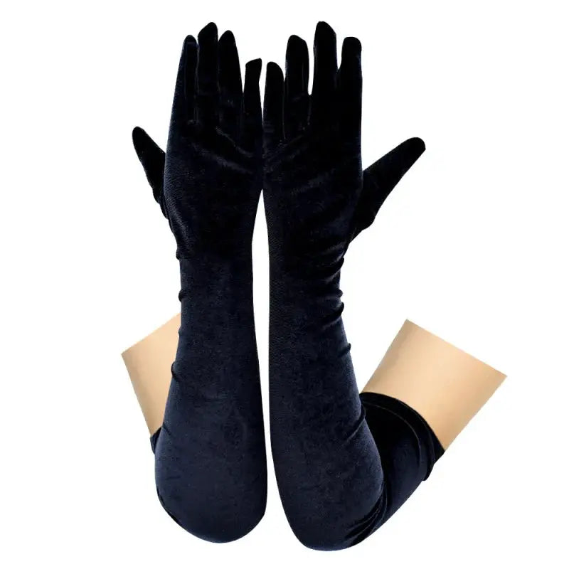 Velvet Gleam Luxury Velvet Evening Gloves For Women With Golden Accents Warm Autumn Winter Banquet Accessory