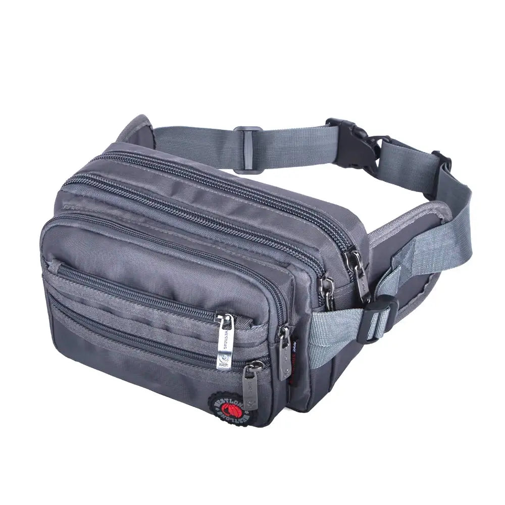 Simples Market waist pack gray waterproof fanny bag with multiple zip compartments