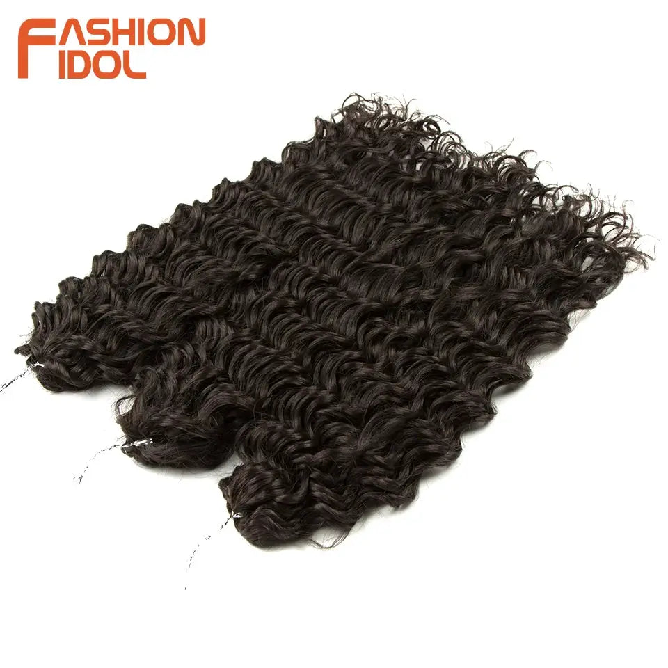 Jessica Hair deep wavy twist crochet hair extensions, black synthetic high-temp fiber by Simples Market