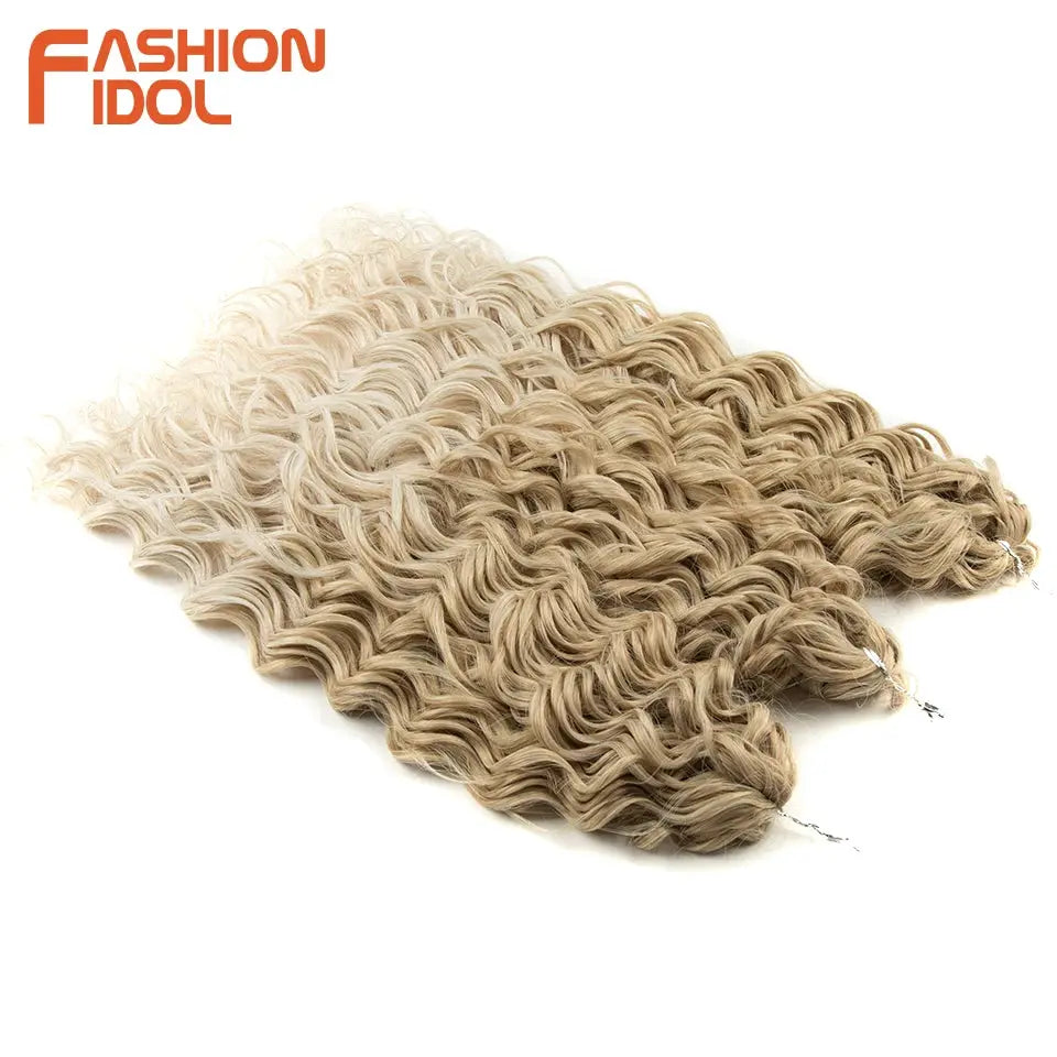 Jessica Hair Deep Wavy Twist Crochet Hair extensions blonde synthetic high-temp fiber by Simples Market, multiple bundles