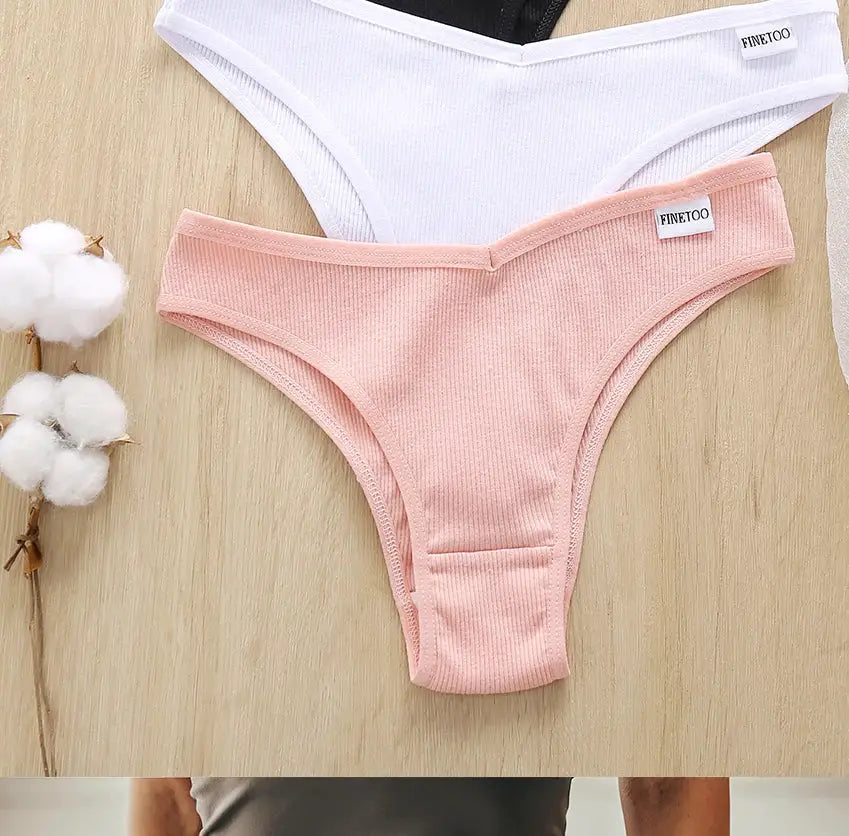 Cotton panties set, white and pink, 2-pack with FINETOO label