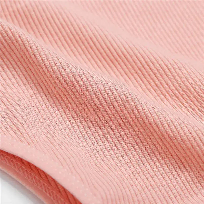 Cotton panties pink ribbed fabric close-up for women's underwear