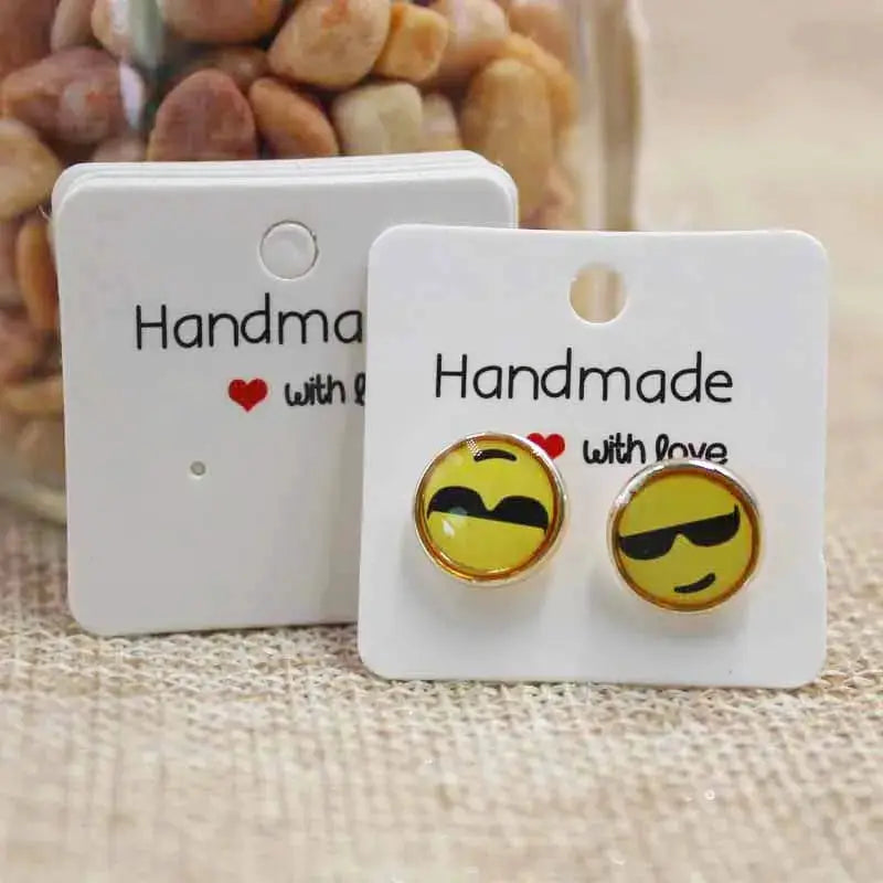 50 Pcs Paper Earring Cards Set Handmade Style Jewelry Cards 5x5cm 3x3cm 5x9cm 5x6.5cm 5x7cm Brown White DIY Packaging