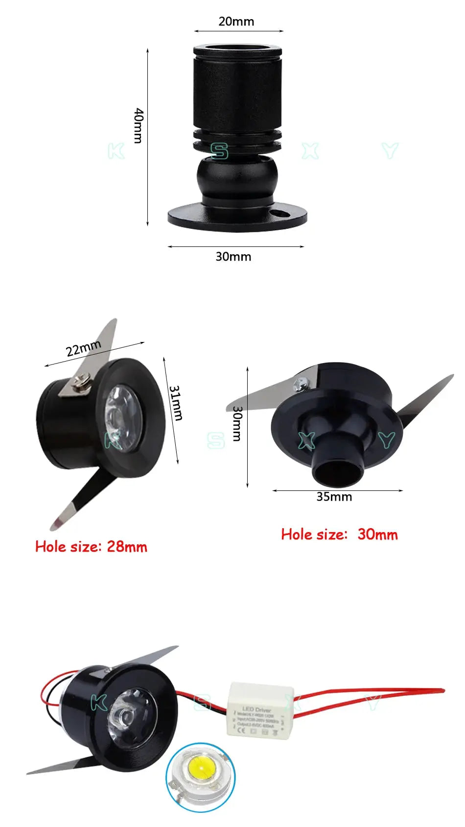 Simples Market LED cabinet spotlight, black mini downlight with metal body, includes LED driver (4000K)